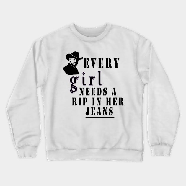 every girl needs a little rip in her jeans yellowstone Crewneck Sweatshirt by fanidi